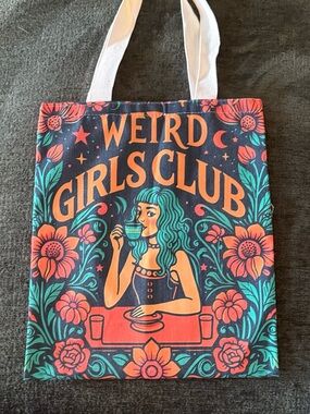 Weird Girls Club Floral Graphic Tote in Teal & Coral